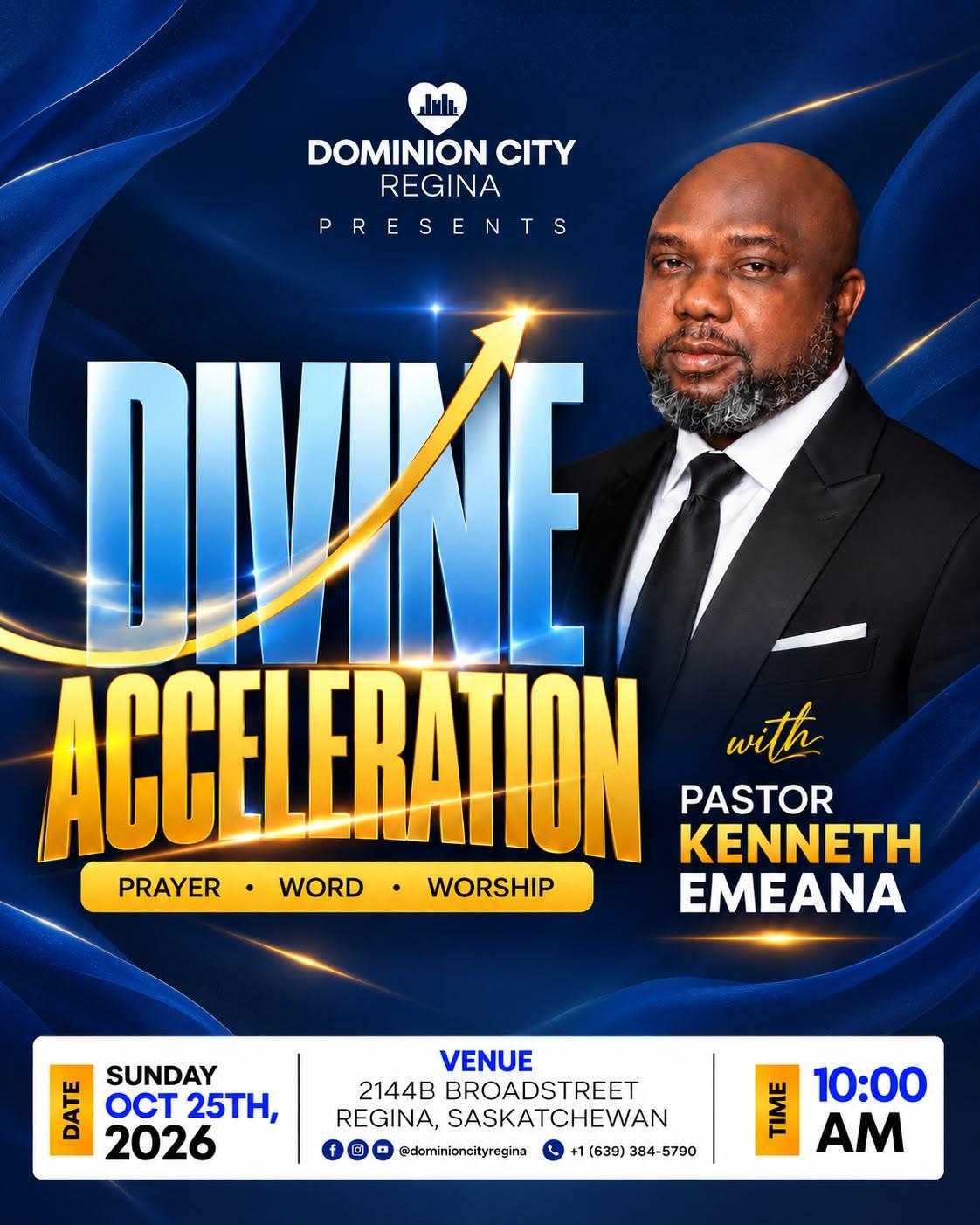 Divine Acceleration flyer: Sunday, October 25, 2026 · 10:00 AM